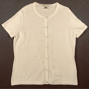 Fairway & Greene White Cotton Button Front Sweater Size L EUC